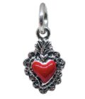 Pendente cuore sacro argento smaltato rosso